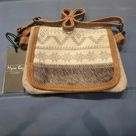 Myra Bag Hadzaz Canvas & Cowhide Crossbody Bag - Picture 1 of 3